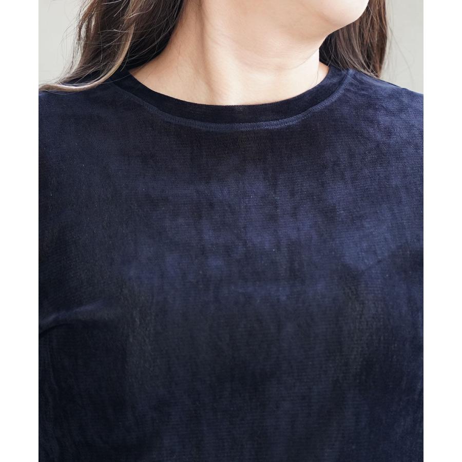 PUPULA（ププラ） チュールフロッキー 5分袖 クルーネック プル