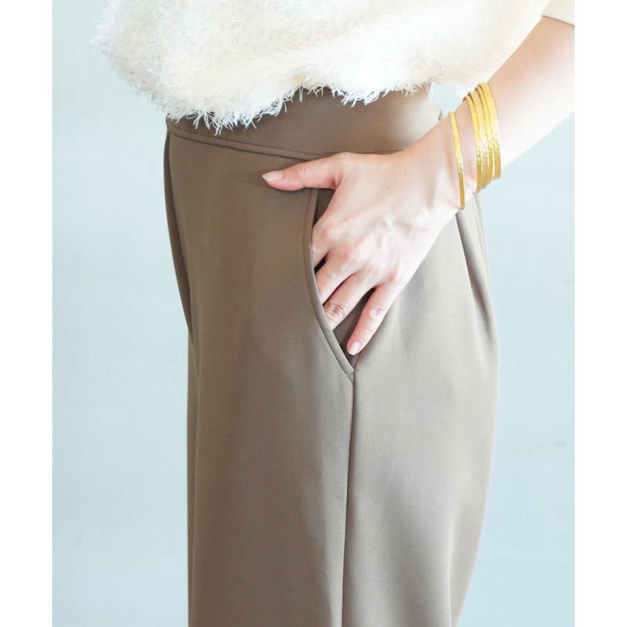 PUPULA（ププラ） アクアダブルニットスリット入り ストレートパンツ