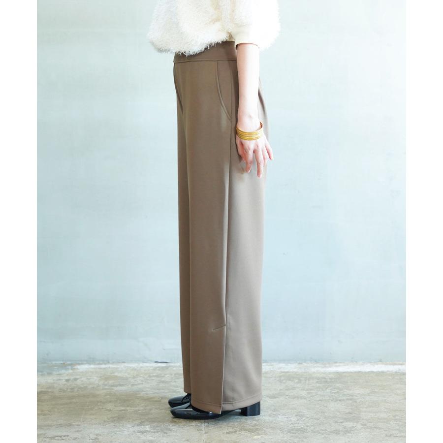 PUPULA（ププラ） アクアダブルニットスリット入り ストレートパンツ