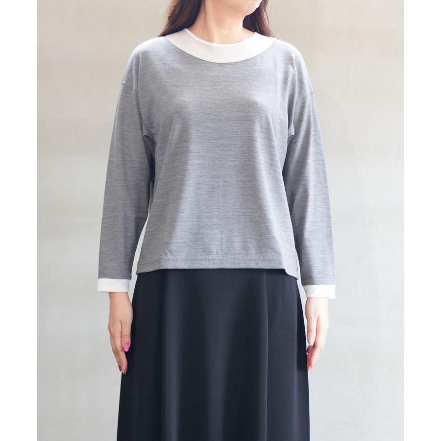 PUPULA（ププラ） スーパーウールジャージィ×ネット クルーネックプル