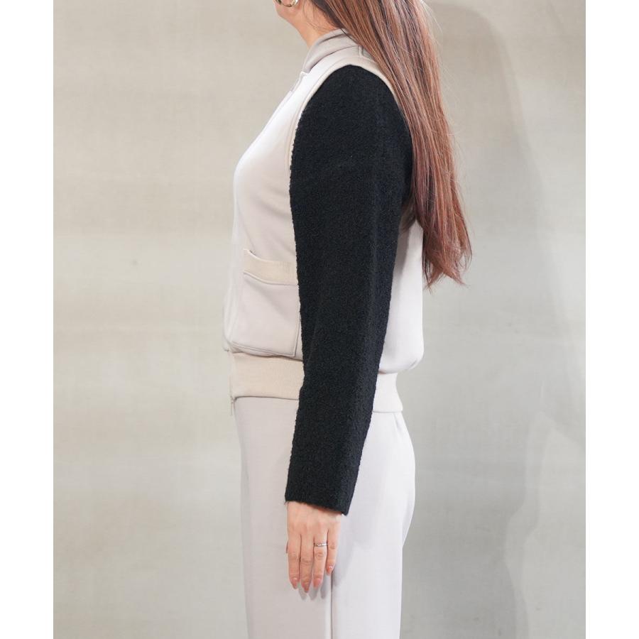 PUPULA（ププラ） サーキュラーニットフリース×リブ フードベスト