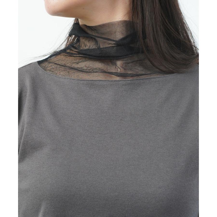 PUPULA（ププラ） バンダリーニット×チュール シアータートルネック