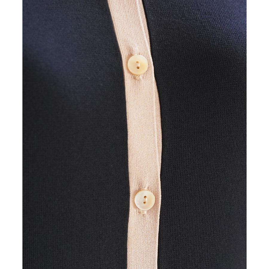 PUPULA（ププラ） レーヨン混 ミラノリブニット バイカラー 配色 襟