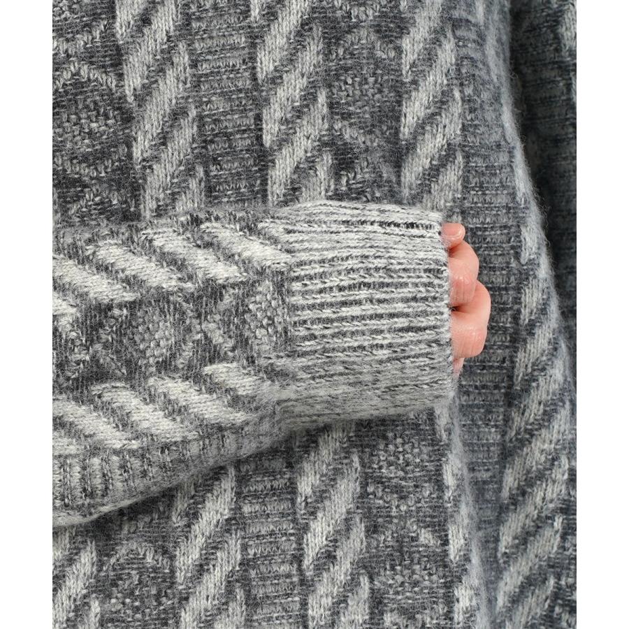 ミズイロインド プレーティングステッチニットクルーネックプル