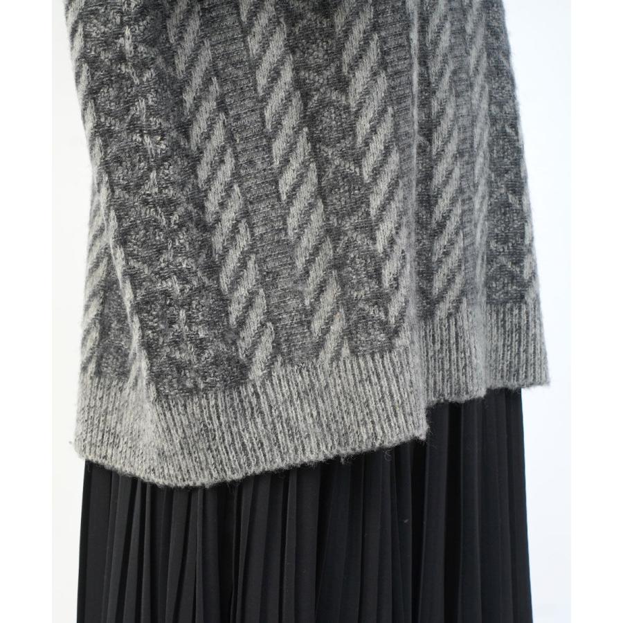 ミズイロインド プレーティングステッチニットクルーネックプル