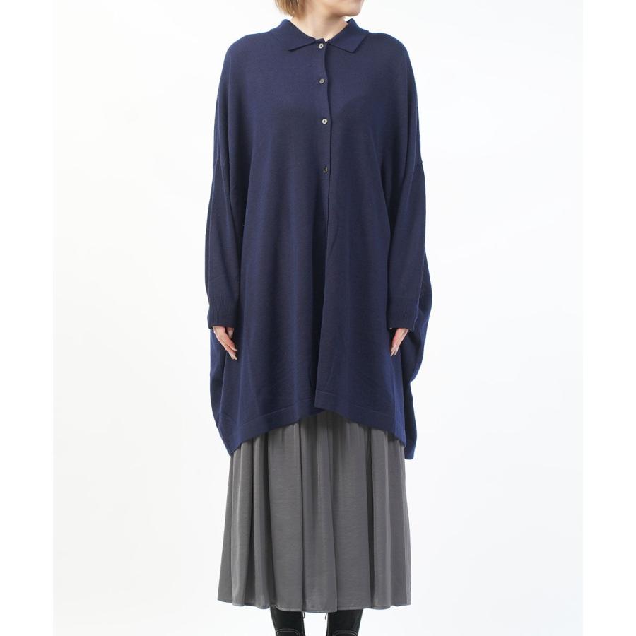 ミズイロインド 襟付きロングカーディガン mizuiro ind レディース