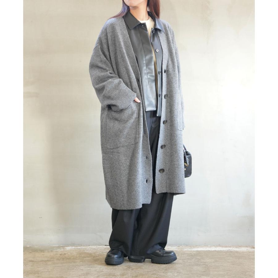mizuiro ind ワイドVネックカーディガングレー ミズイロインド ワイドVネックカーディガン mizuiro ind レディース