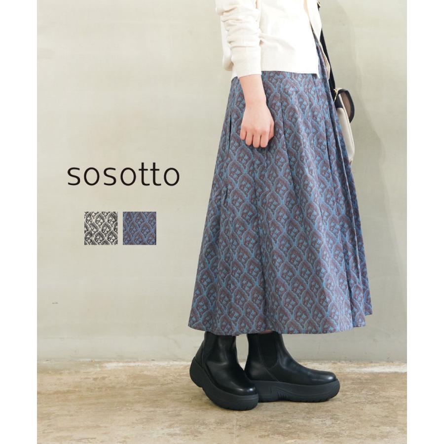 ソソット 花柄プリントタックスカート sosotto レディース 国内正規品