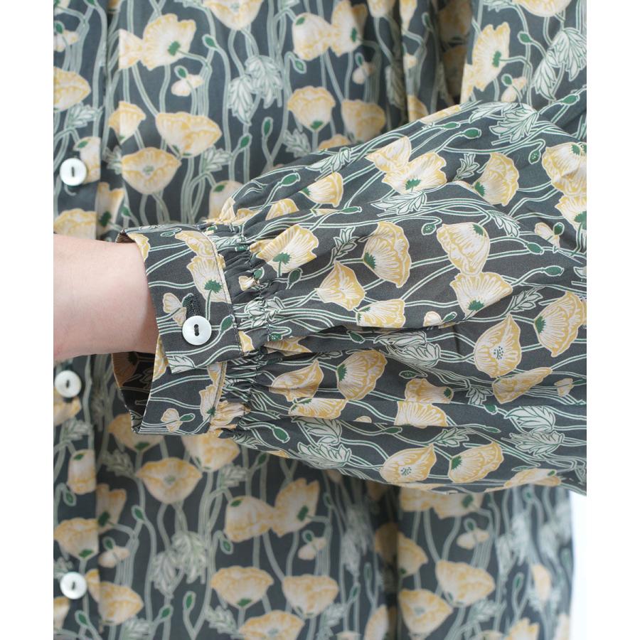 ソソット リバティタナローン フリル衿ゴムシャーリングブラウス