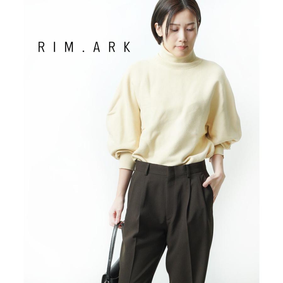 美品 RIM.ARK リムアーク Combination knit tops アシンメトリー タートルネック ニット プルオーバー セーター Fサイズ ブラウン レディース 古着 中古 USED RIM.ARK(リムアーク)｜Mix yarn rib knit/ニット/マルチグリーン の