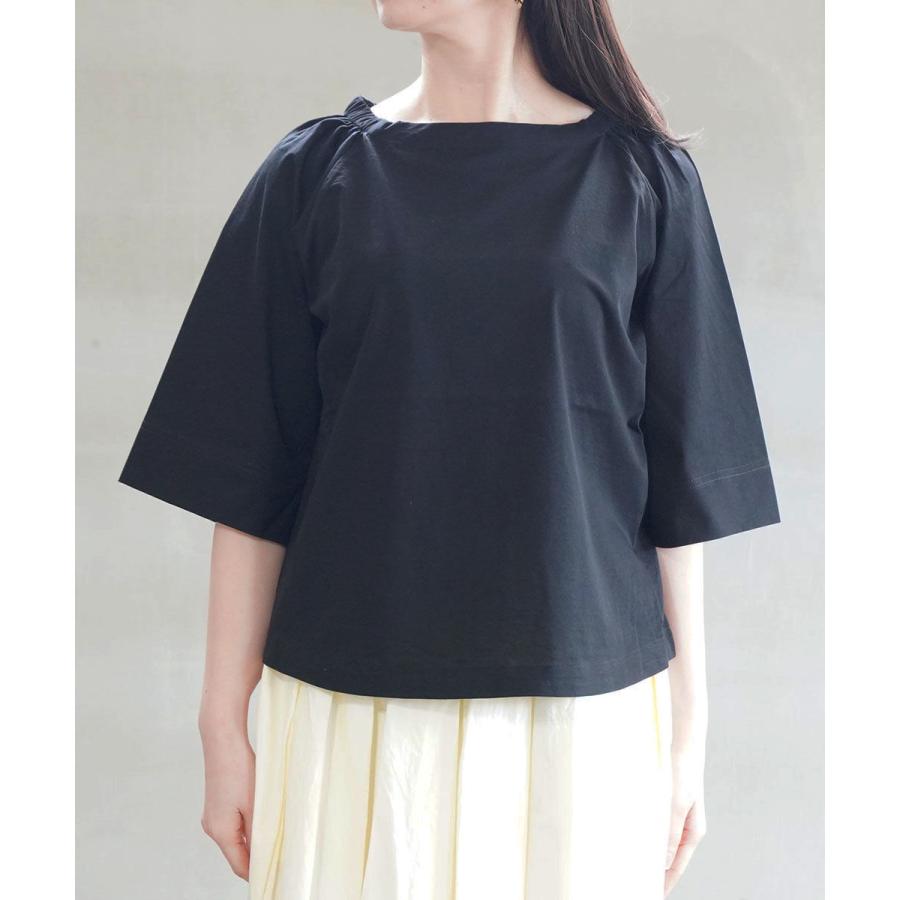 ブルーコム 綿シルケット肩ギャザープルオーバー BLEU COMME