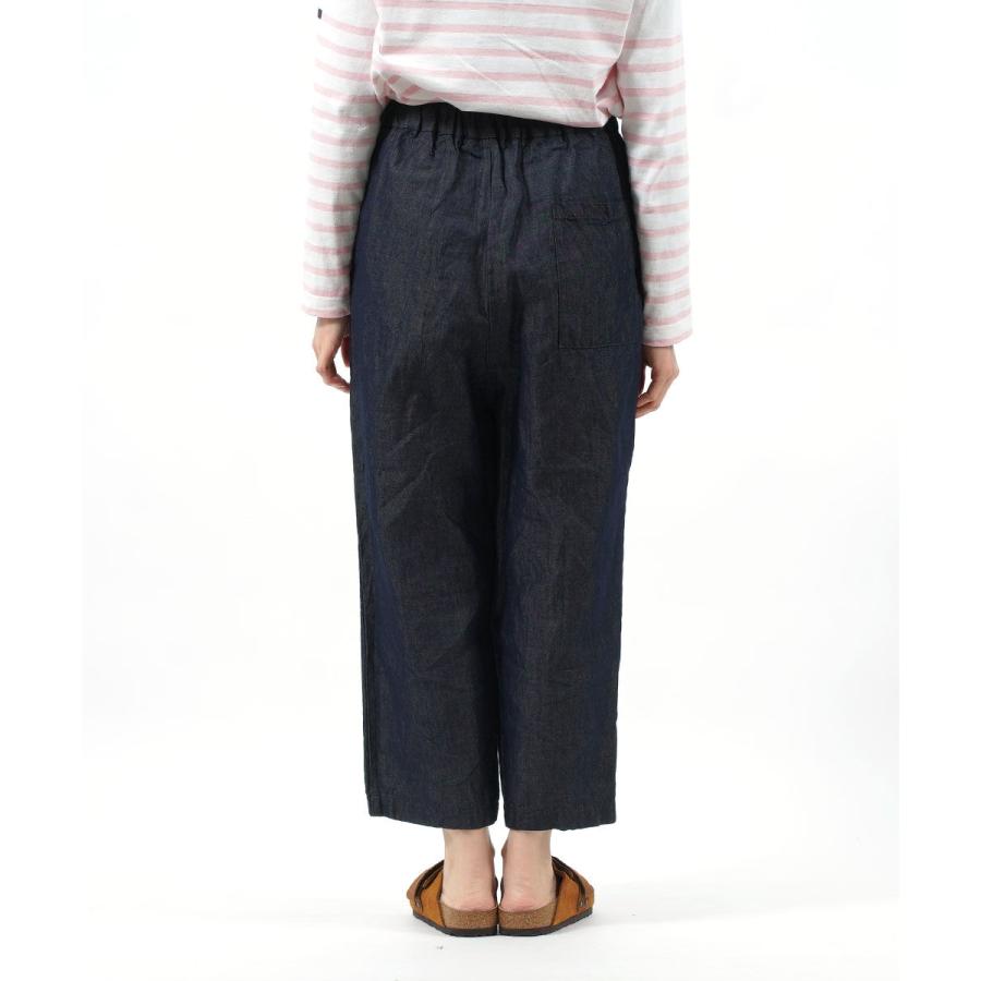 トラヴァイユマニュアル コットンリネンデニム スラントリボンパンツ  