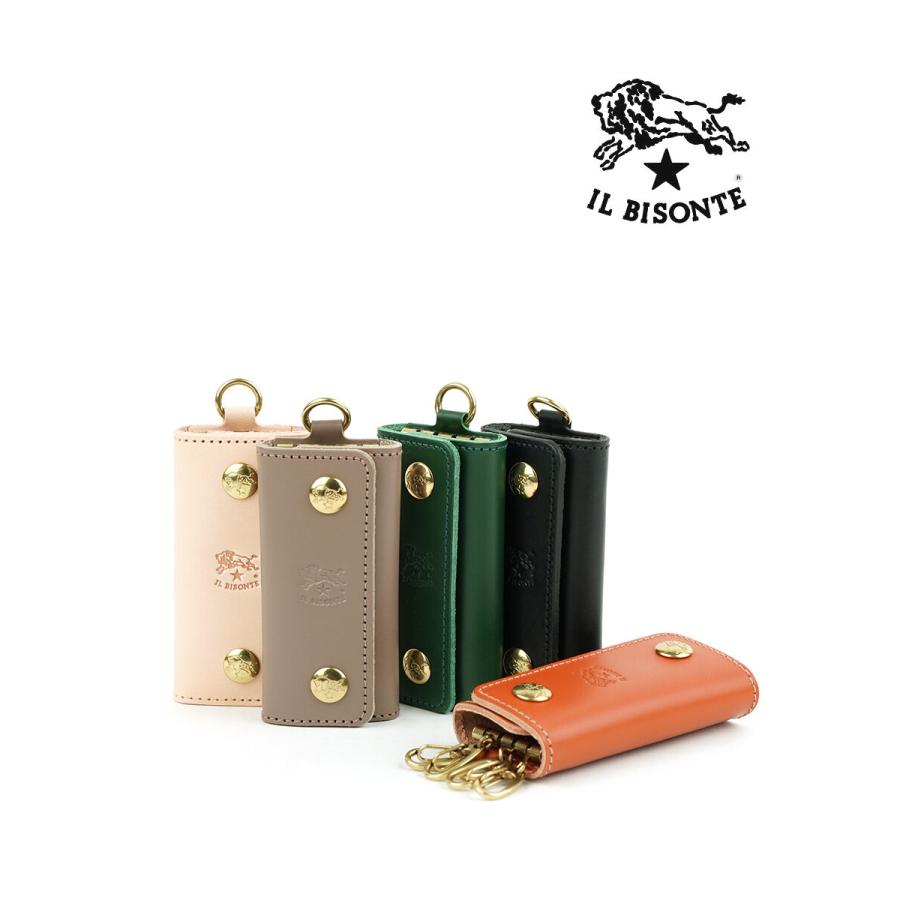 イルビゾンテ スナップボタン キーリング付き キーケース IL BISONTE 54222304190 国内正規品 220403 送料無料 メール便可能商品[M便 3/5] IL BISONTE（イルビゾンテ） スナップボタン キーリング付き キー