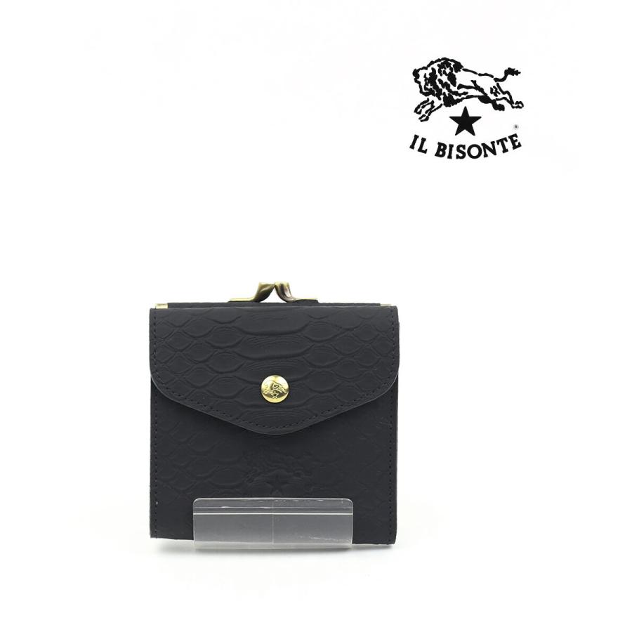 カラーブラックイルビゾンテ 財布 IL BISONTE 2つ折りがま口ウォレット IL BISONTE（イルビゾンテ） 二つ折り財布 がま口財布 ウォレット