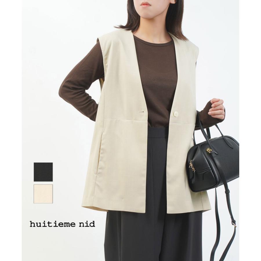ユイティーム リネン調一つ釦ジレ huitieme nid 603849 国内正規品 2025秋冬新作 送料無料 ユイティーム リネン調一つ釦ジレ huitieme nid 2025秋冬新作