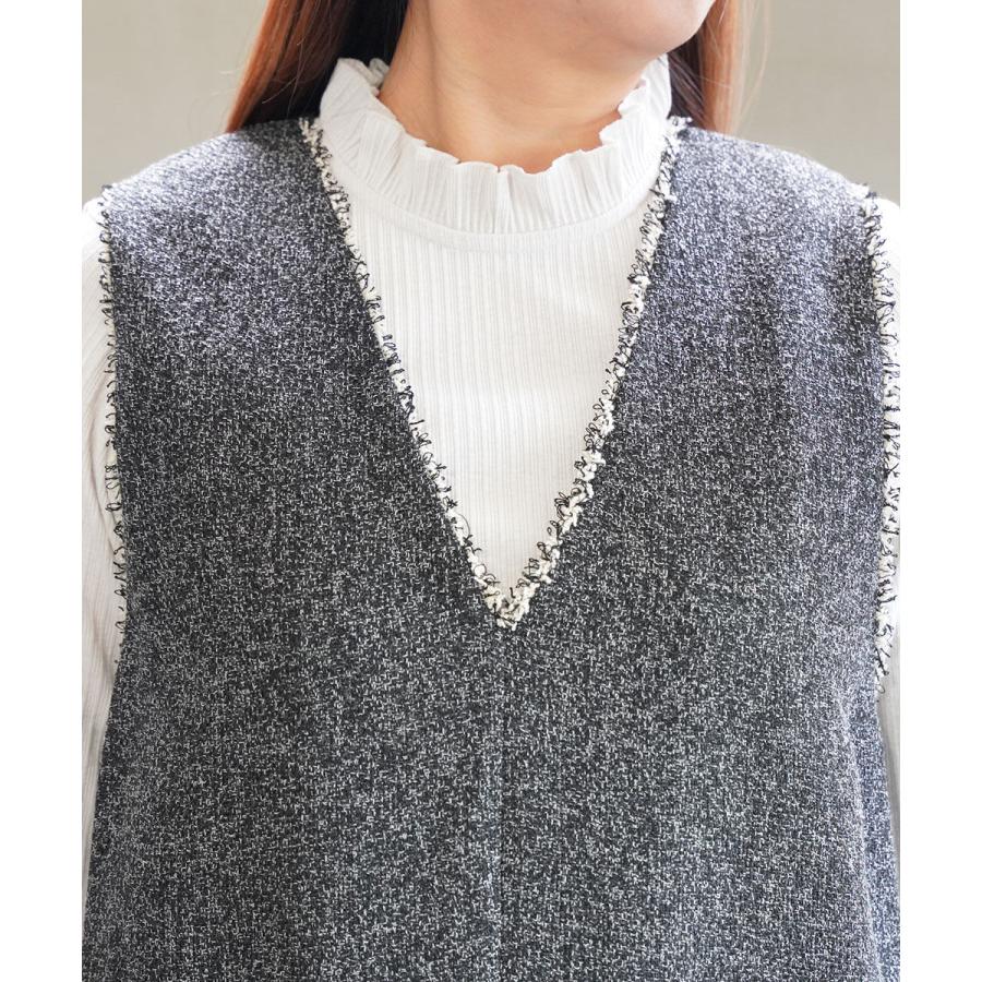 ユイティーム 2WAY ツイードフリンジジャンパースカート huitieme nid