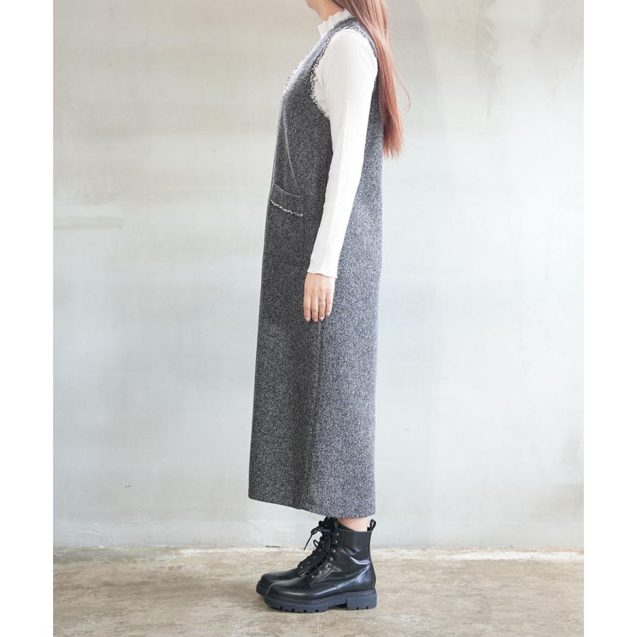 huitieme nid ツイード　ジャンパースカート ユイティーム 2WAY ツイードフリンジジャンパースカート huitieme nid