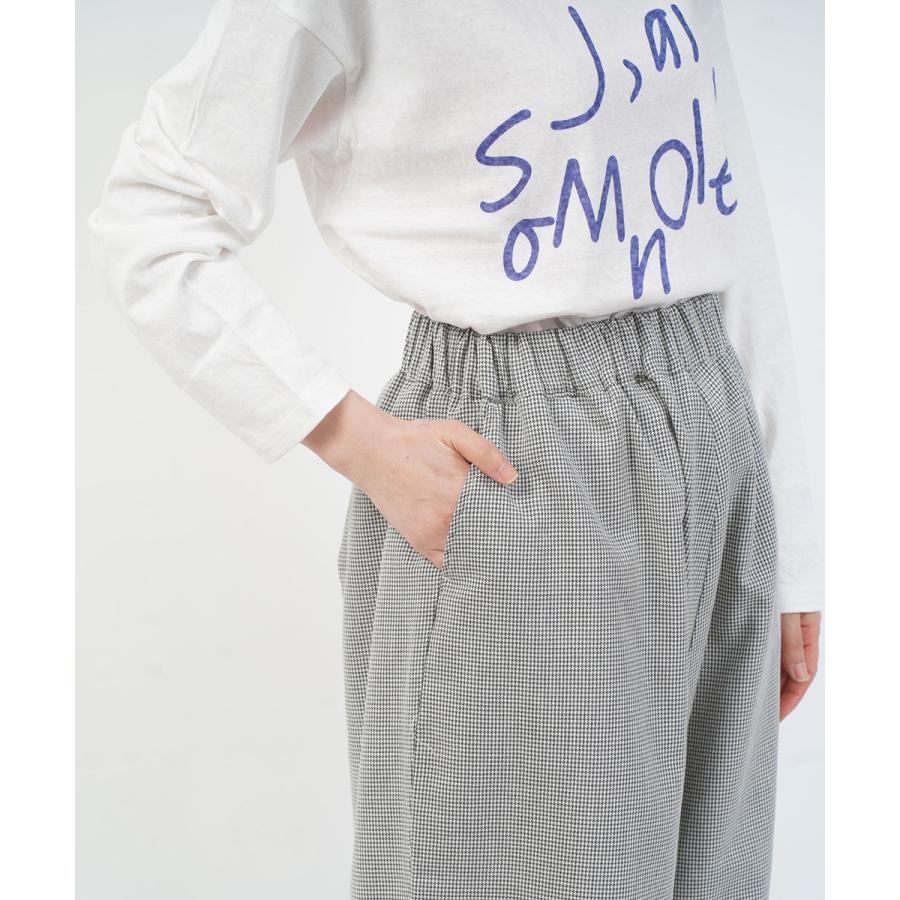 ナル 綿麻ウール 千鳥ロールアップカフェパンツ naru レディース 国内