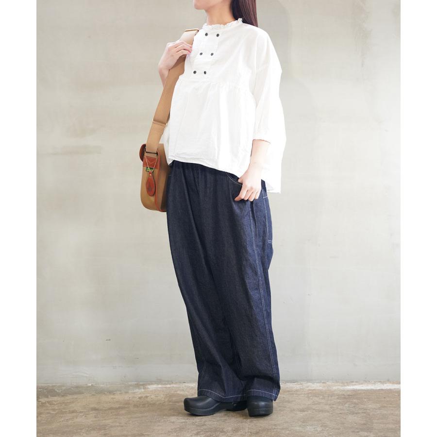 ナル 綿/麻キャンブリックワッシャー ギャザーブラウス naru 2026春夏