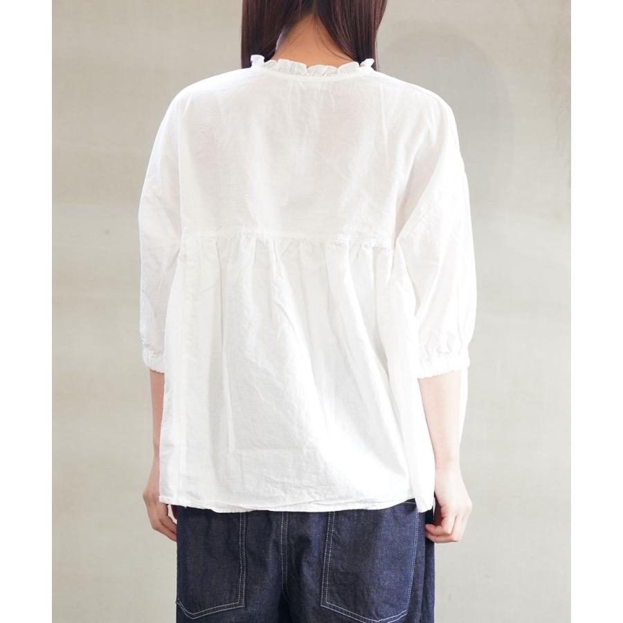 ナル 綿/麻キャンブリックワッシャー ギャザーブラウス naru 2026春夏