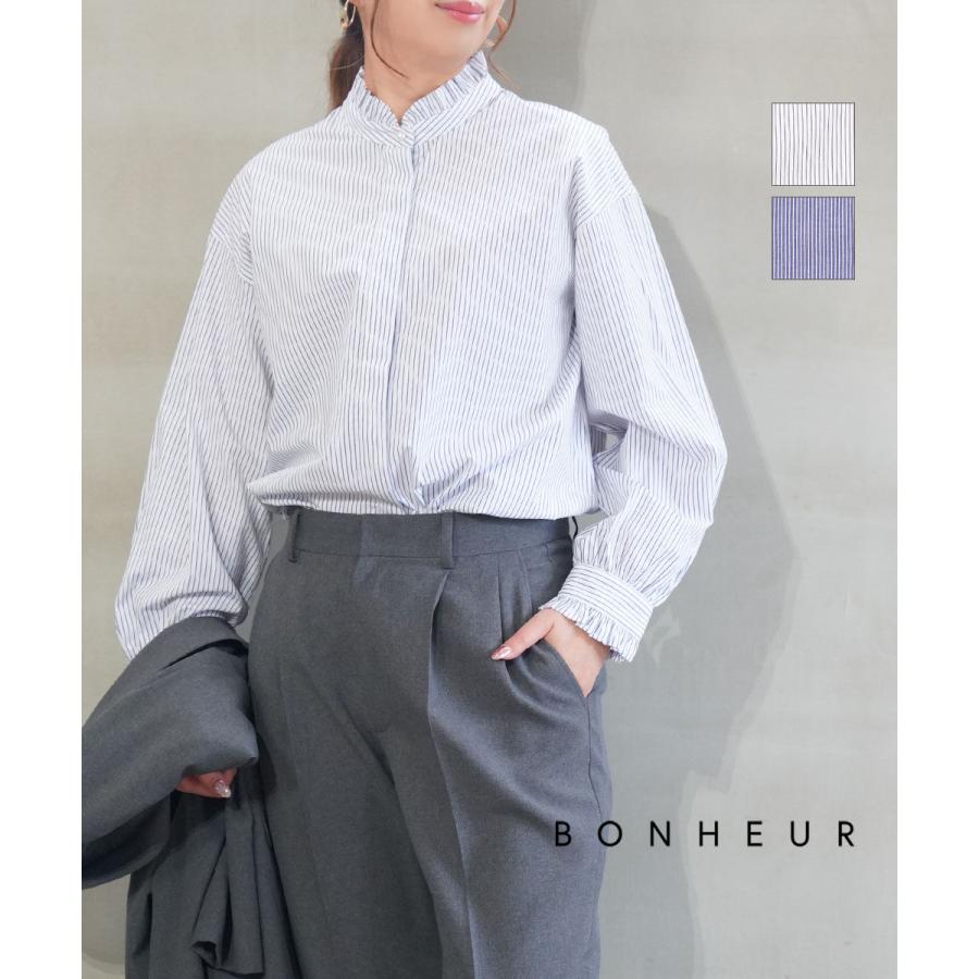 ボヌール スタンドフリルブラウス Bonheur 74142A 国内正規品 2025春夏新作 送料無料 ボヌール スタンドフリルブラウス Bonheur レディース 国内正規品