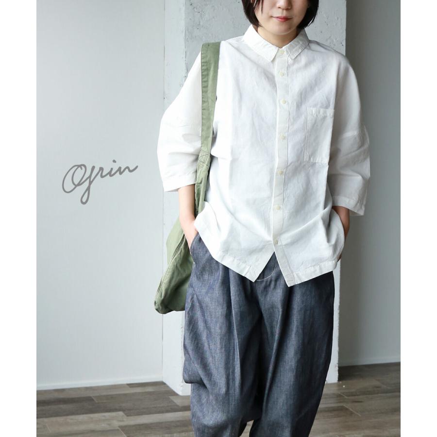 grin（グリン） コットンリネンクロス アローシャツ レディース 国内 