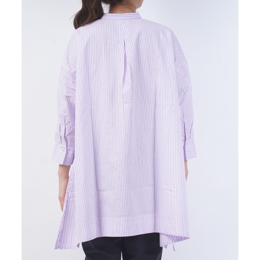 grin グリン ブロード Wスタンドハイカラー ロングシャツ