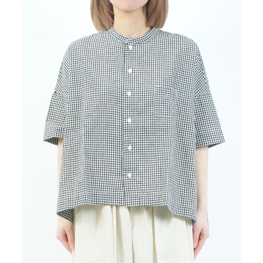 grin（グリン） モノトーンチェック5分袖シャツ レディース 国内正規品