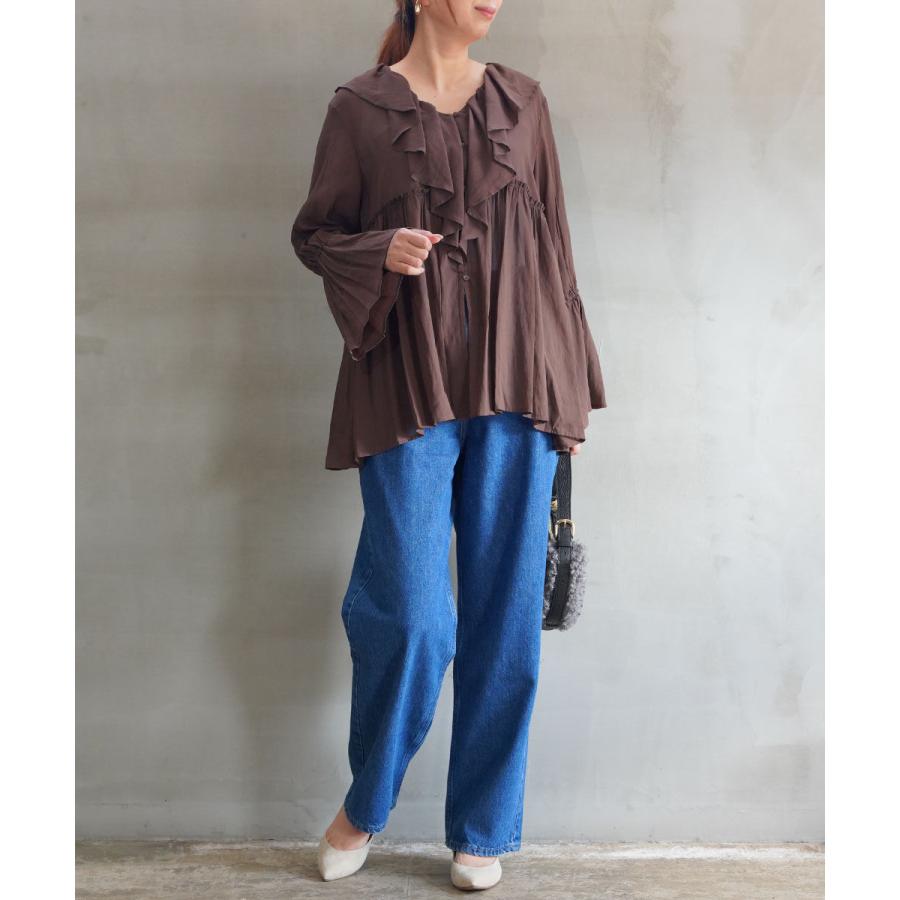 コウト T/R強撚気流染め フリルブラウス qout レディース 国内正規品