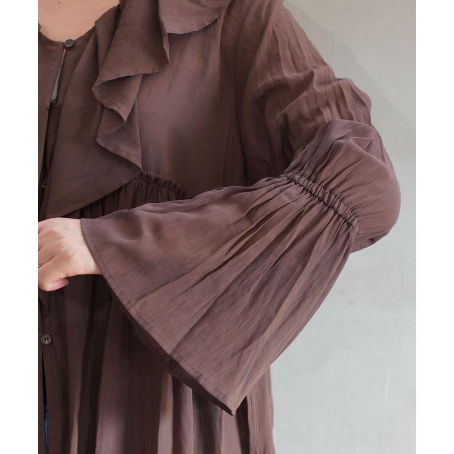 コウト T/R強撚気流染め フリルブラウス qout レディース 国内正規品