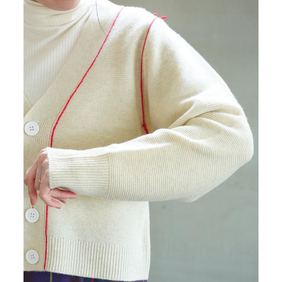 アントム ウール混 配色ショートカーディガン ANTHOM レディース 国内