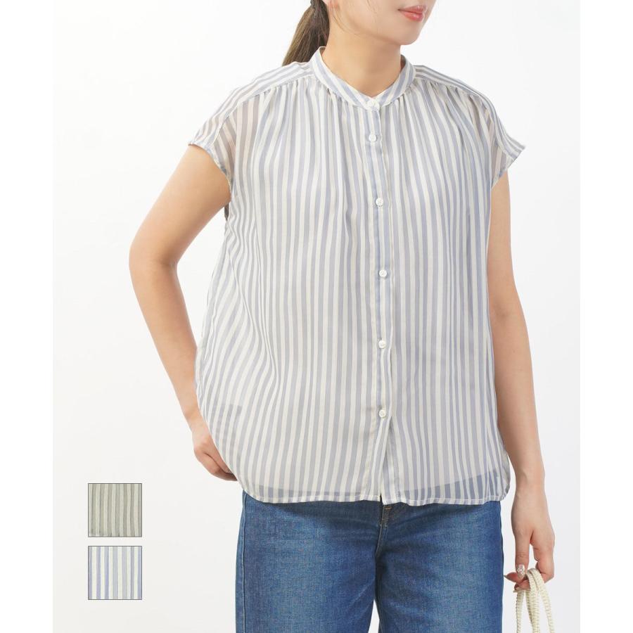 イノウェーブ 楊柳ストライプブラウス innowave B-8556307 国内正規品 2025春夏新作 メール便可能商品[M便 5/5] イノウェーブ 楊柳ストライプブラウス innowave レディース 国内正規品