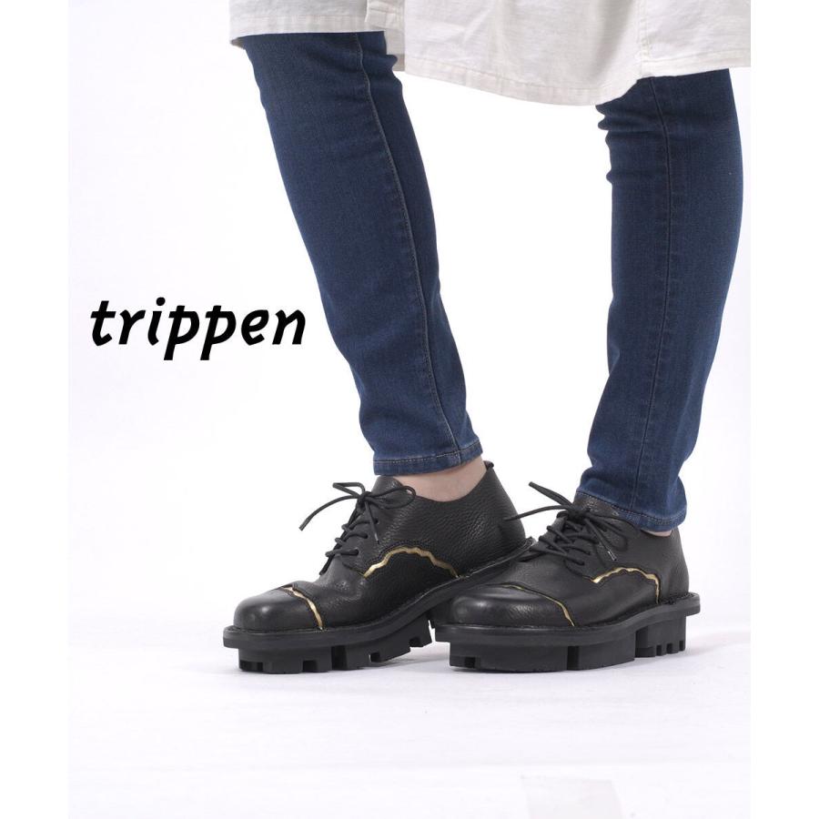 trippen黒 レザー レースアップブーツ trippen トリッペン カウレザー レースアップ ショートブーツ