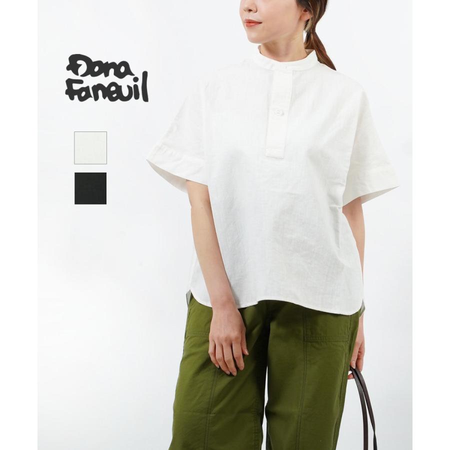 DANA FANEUIL（ダナファヌル） コットンリネン バンドカラー シャツ 