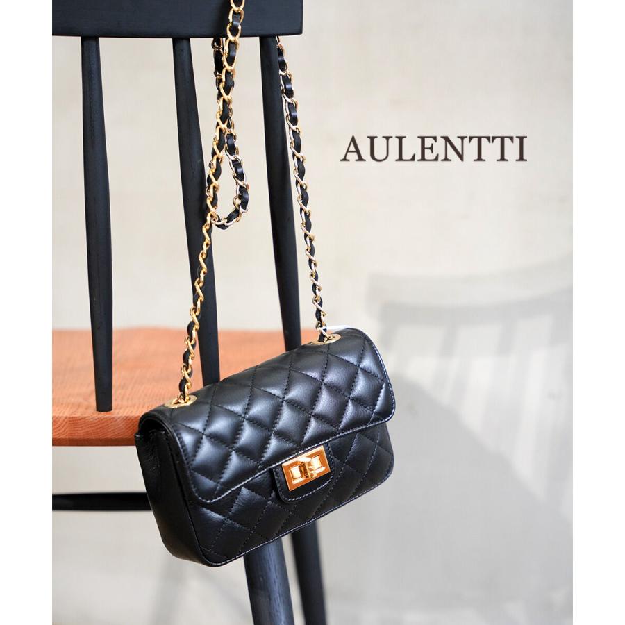 【未使用/イタリア製】AULENTTI キルティング 牛革レザー チェーンバッグ オウレンティ キルティングチェーンバッグ AULENTTI レディース 国内