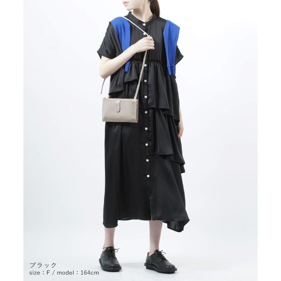 ダリア dahl'ia フリルネック コットンロングワンピース 黒 dahl'ia フリルネック コットンロングワンピース 黒