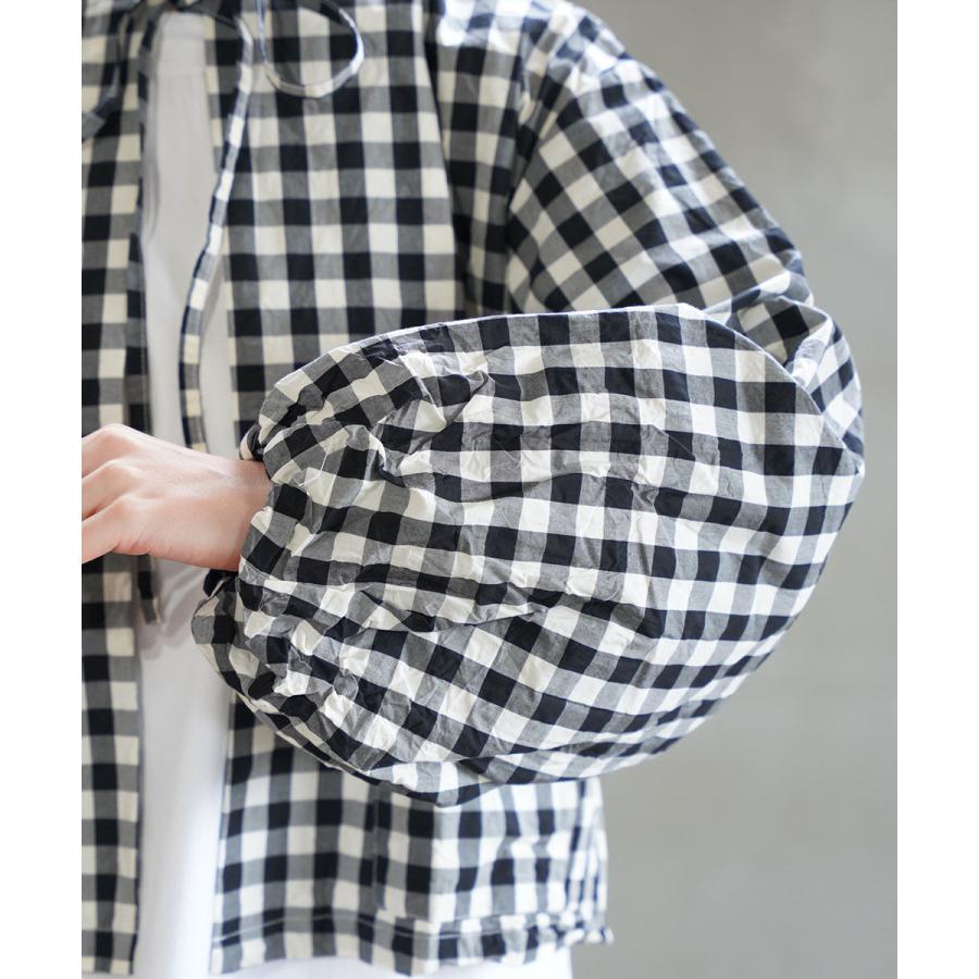 ガーゼ ギンガムランタンスリーブブラウス Gauze# レディース 国内正規