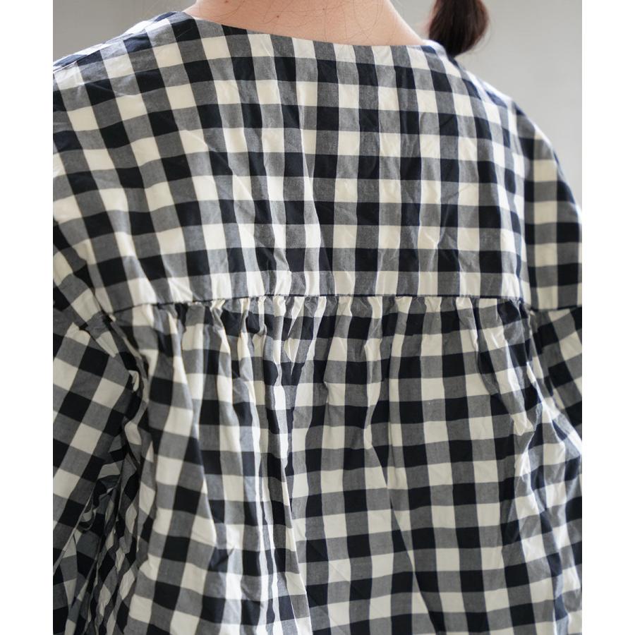 ガーゼ ギンガムランタンスリーブブラウス Gauze# G1027GA 国内正規品 2025春夏新作 送料無料 ガーゼ ギンガムランタンスリーブブラウス Gauze# レディース 国内正規