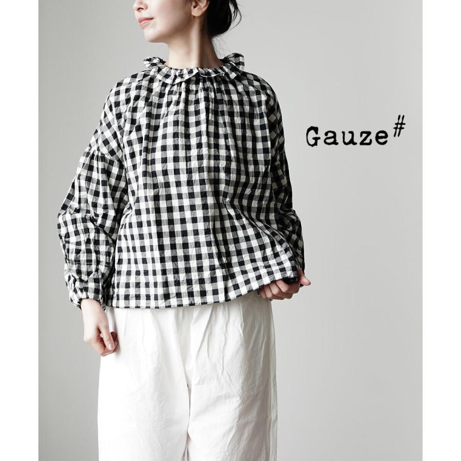 ガーゼ ギンガムピエロブラウス Gauze# レディース 国内正規品 : etre 