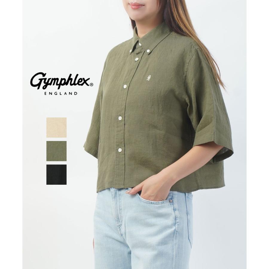 GYMPHLEX（ジムフレックス） リネンボタンダウン半袖シャツ Gymphlex 