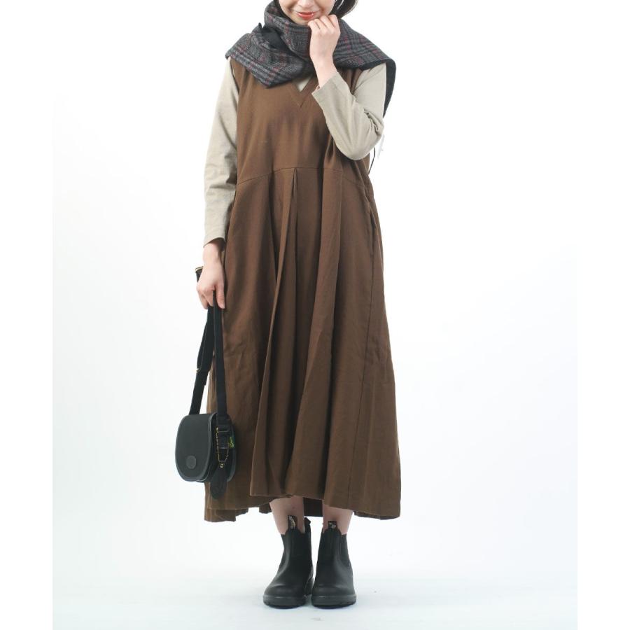 SOIL（ソイル） COTTON WOOL TWILL WEAVE PLAIN V-NECK PLEATS NO/SL