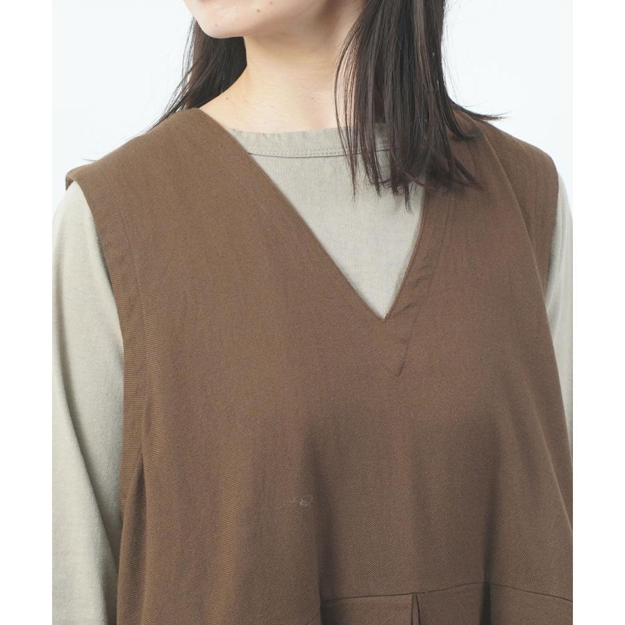 SOIL（ソイル） COTTON WOOL TWILL WEAVE PLAIN V-NECK PLEATS NO/SL