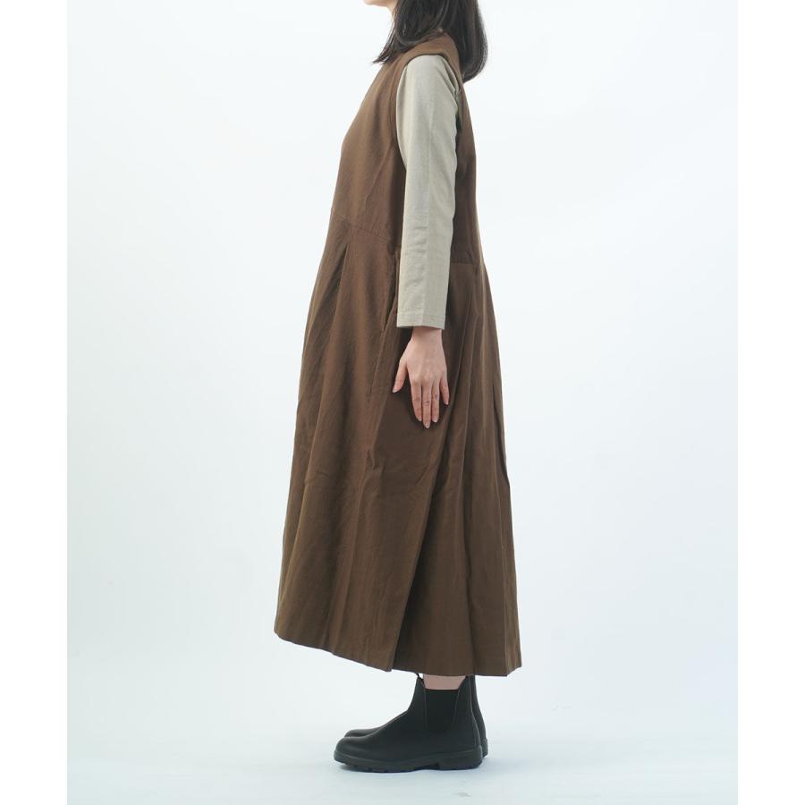 SOIL（ソイル） COTTON WOOL TWILL WEAVE PLAIN V-NECK PLEATS NO/SL