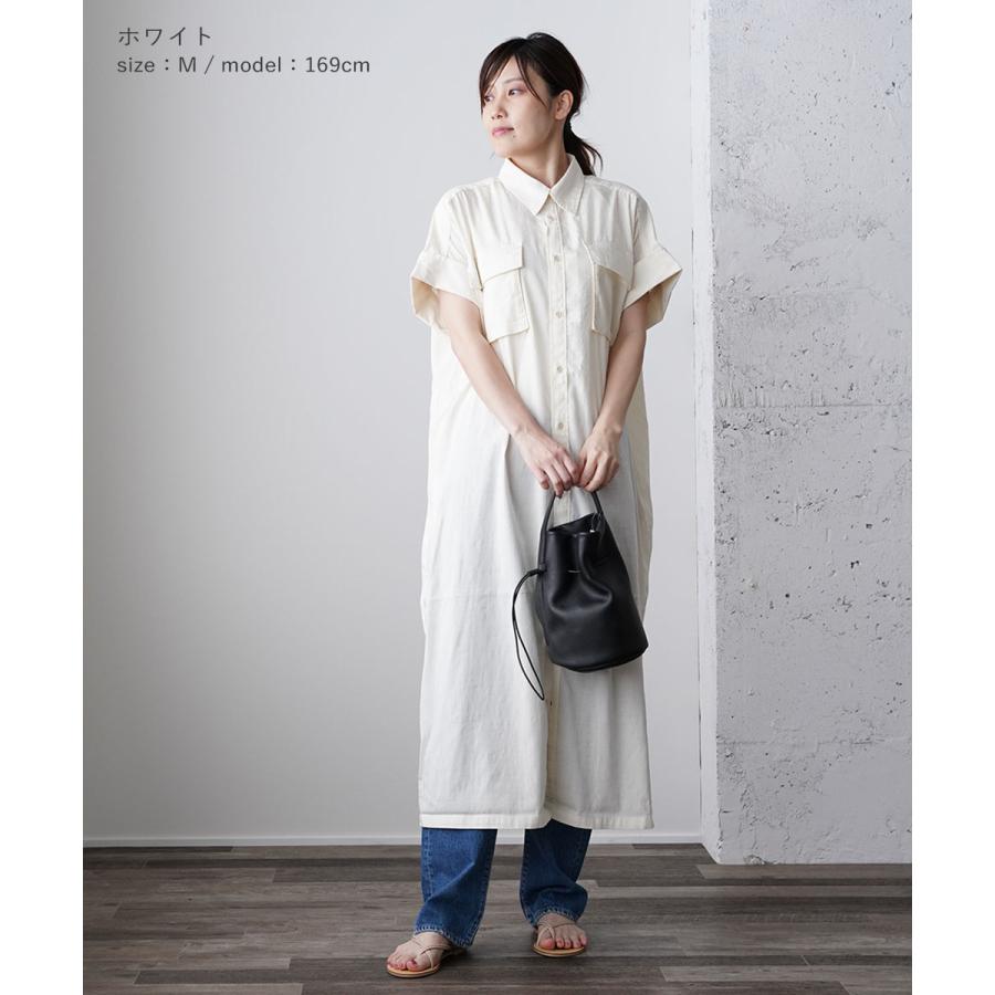 Johnbull ジョンブル リネン調スラブミリタリーシャツワンピース  