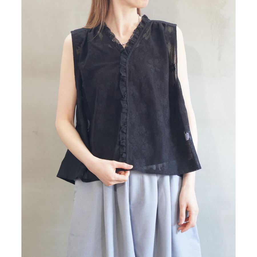 レイトリー メッシュフラワーレース ノースリーブブラウス LAITERIE