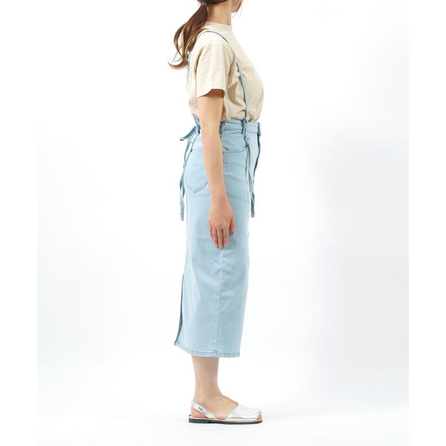 Risleyvintage★サスペンダー付きライトブルーロングスカート日本製 Lee（リー） サスペンダー タイトスカート レディース 国内正規品