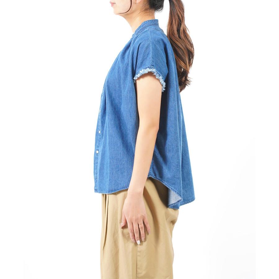 MANON（マノン） アミカルシャツ フリルブラウス DENIM FRILL SLEEVE 