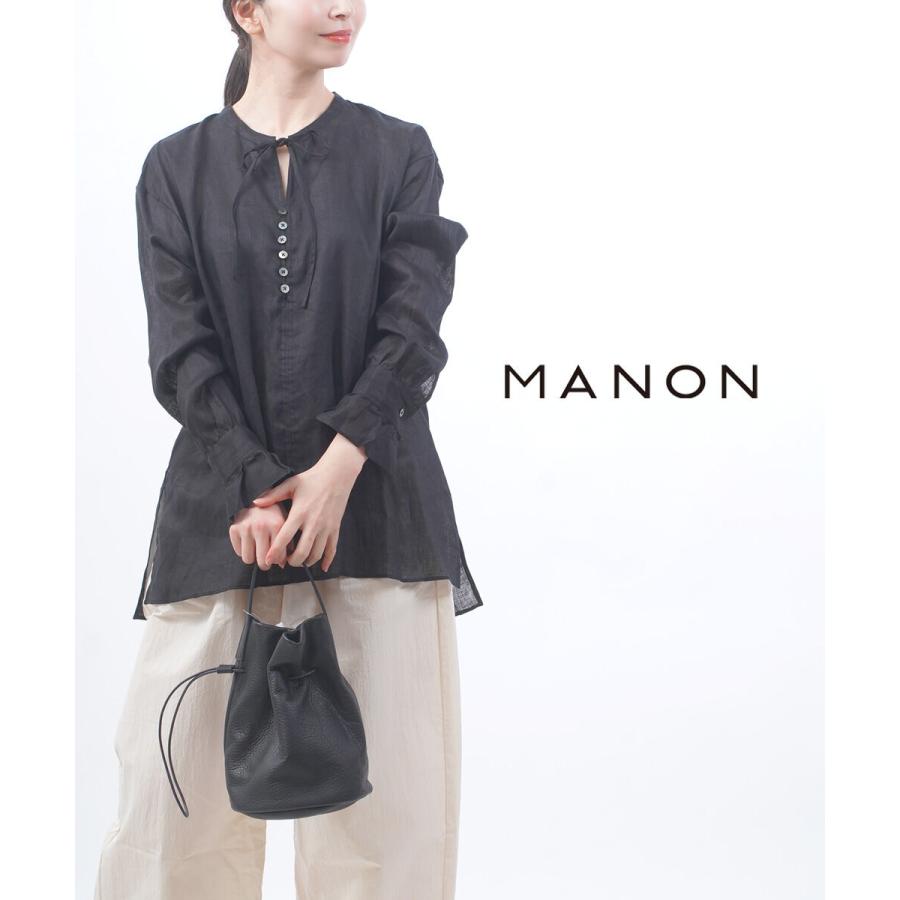 MANON（マノン） リネン プルオーバーリボンブラウス レディース 国内