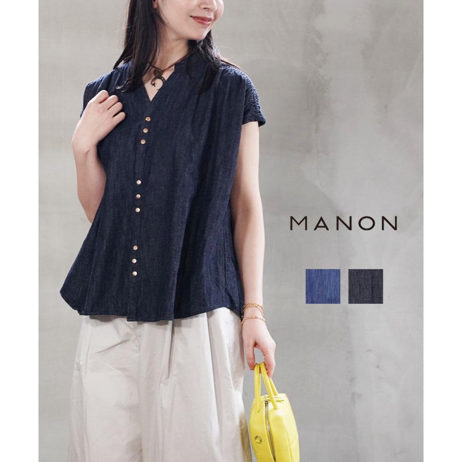 MANON（マノン） DENIM V-NECK SHIRING SHIRT MANON レディース 国内