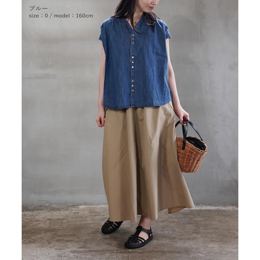 MANON（マノン） DENIM V-NECK SHIRING SHIRT MANON レディース 国内